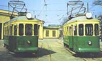 Charter trams: HKL 157 and 135, Vallila depot 04.1994, To the page: Museum trams and charter trams in Helsinki